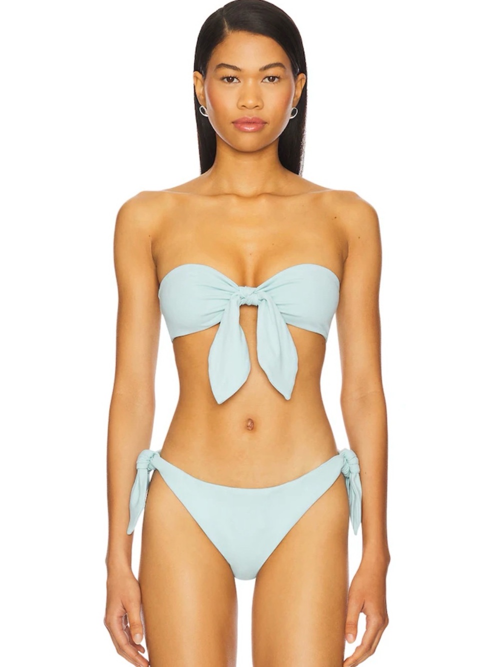 Susana Monaco Removable Tie Bandeau Bikini Top “Breathe” Blue Small NWT